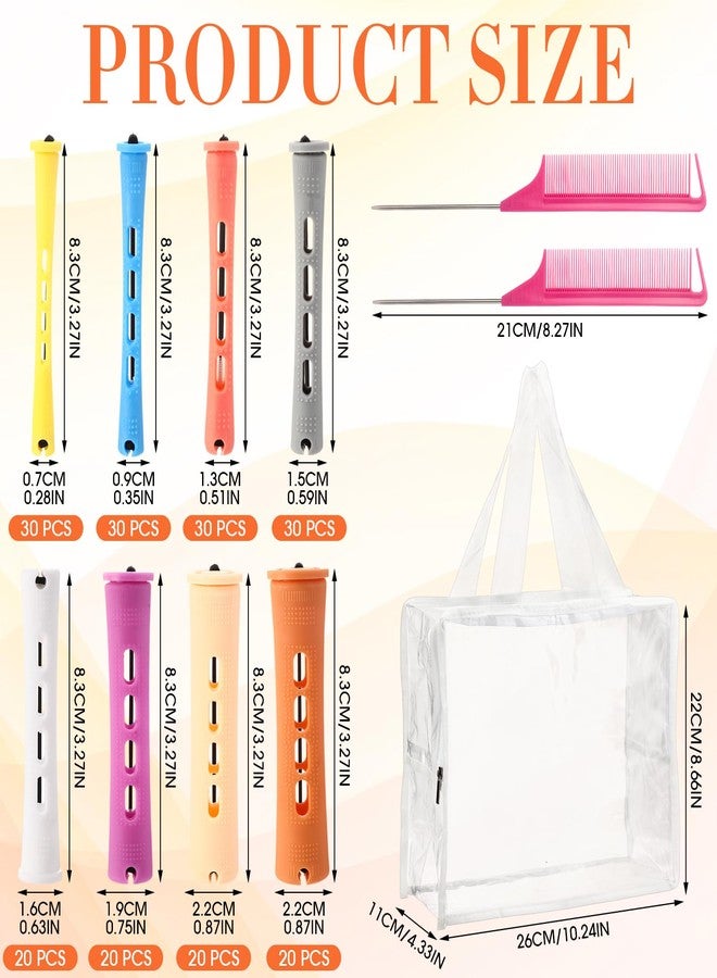 XunYee 200 Piece Hair Perm Rods Set 8 Kinds of Plastic Cold Ironing Stick, Heatless Perming Rods Hair Curlers Rollers with Pintail Comb and Tote Bag for Long Short Straight Curly Natural DIY - Image 2